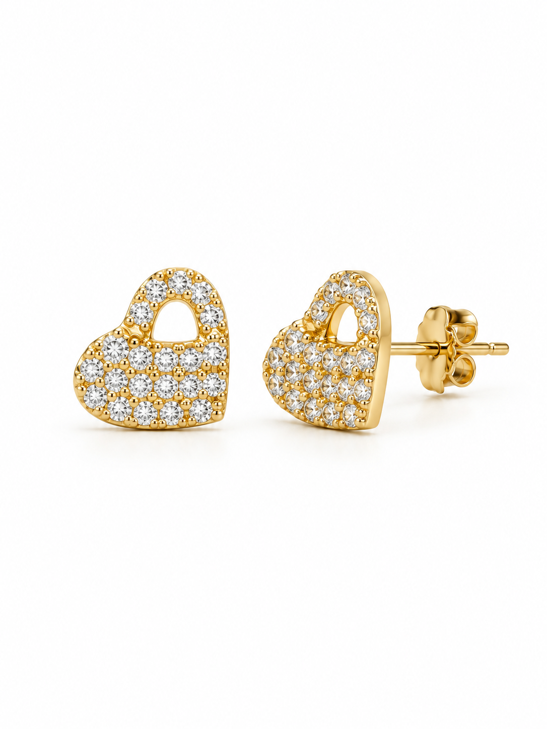 Broqueles Corazón con Zirconias — blanco