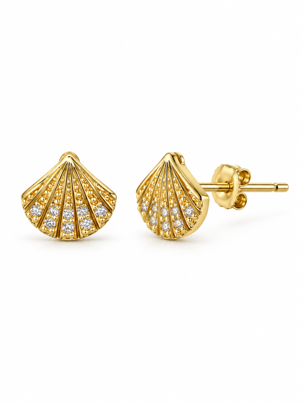 Broqueles Concha con Zirconias — blanco