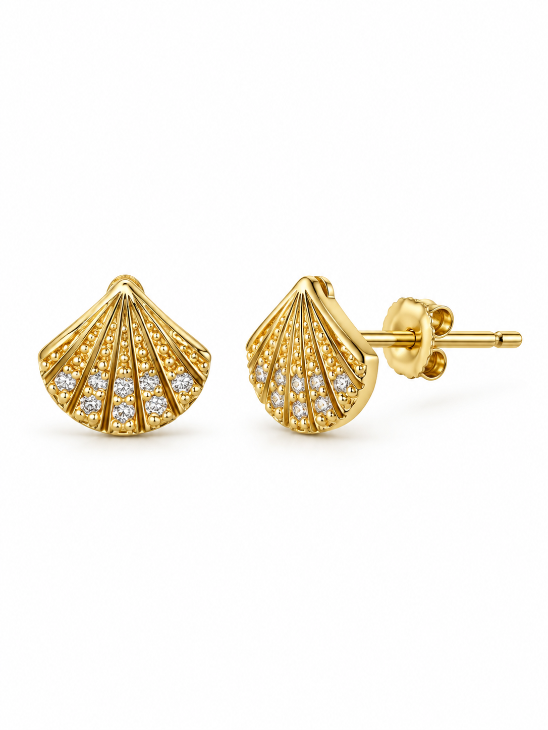 Broqueles Concha con Zirconias — blanco
