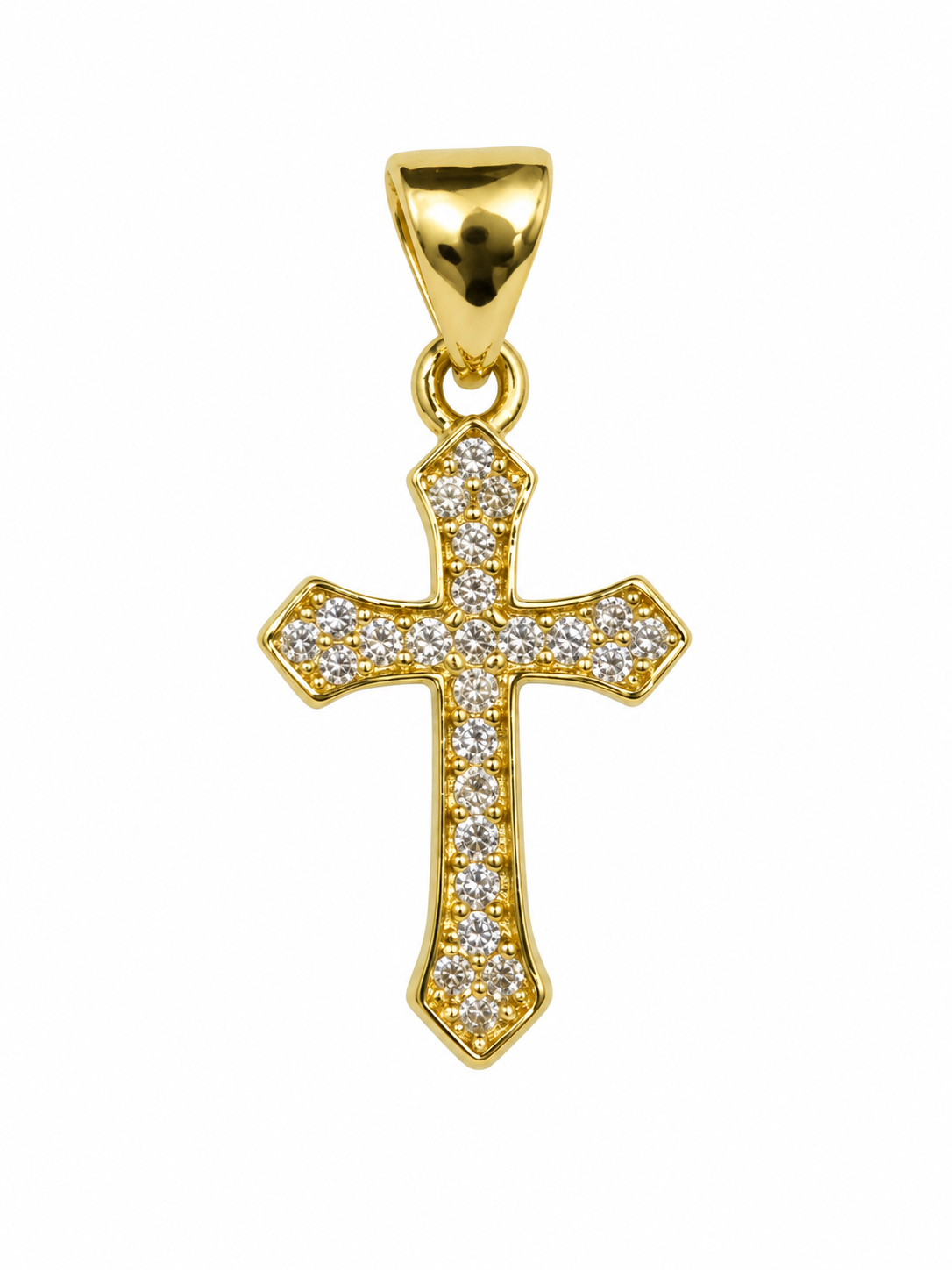 Dije Cruz de Zirconias sobre fondo blanco