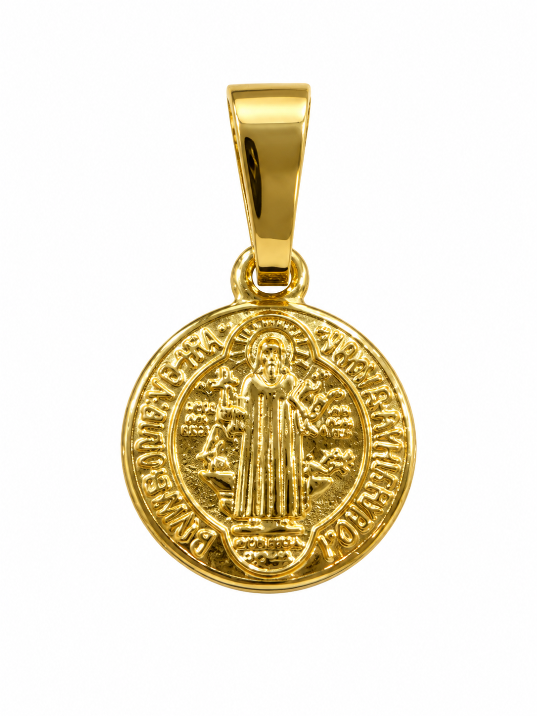 Dije Medalla de San Benito, anverso, fondo blanco