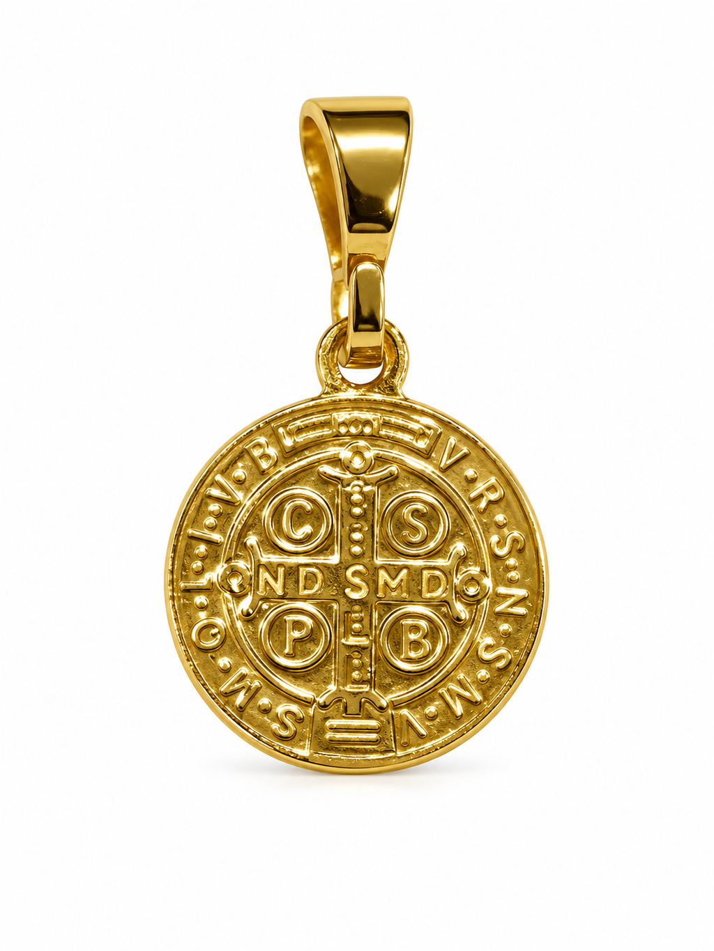 Dije Medalla de San Benito, reverso, fondo blanco