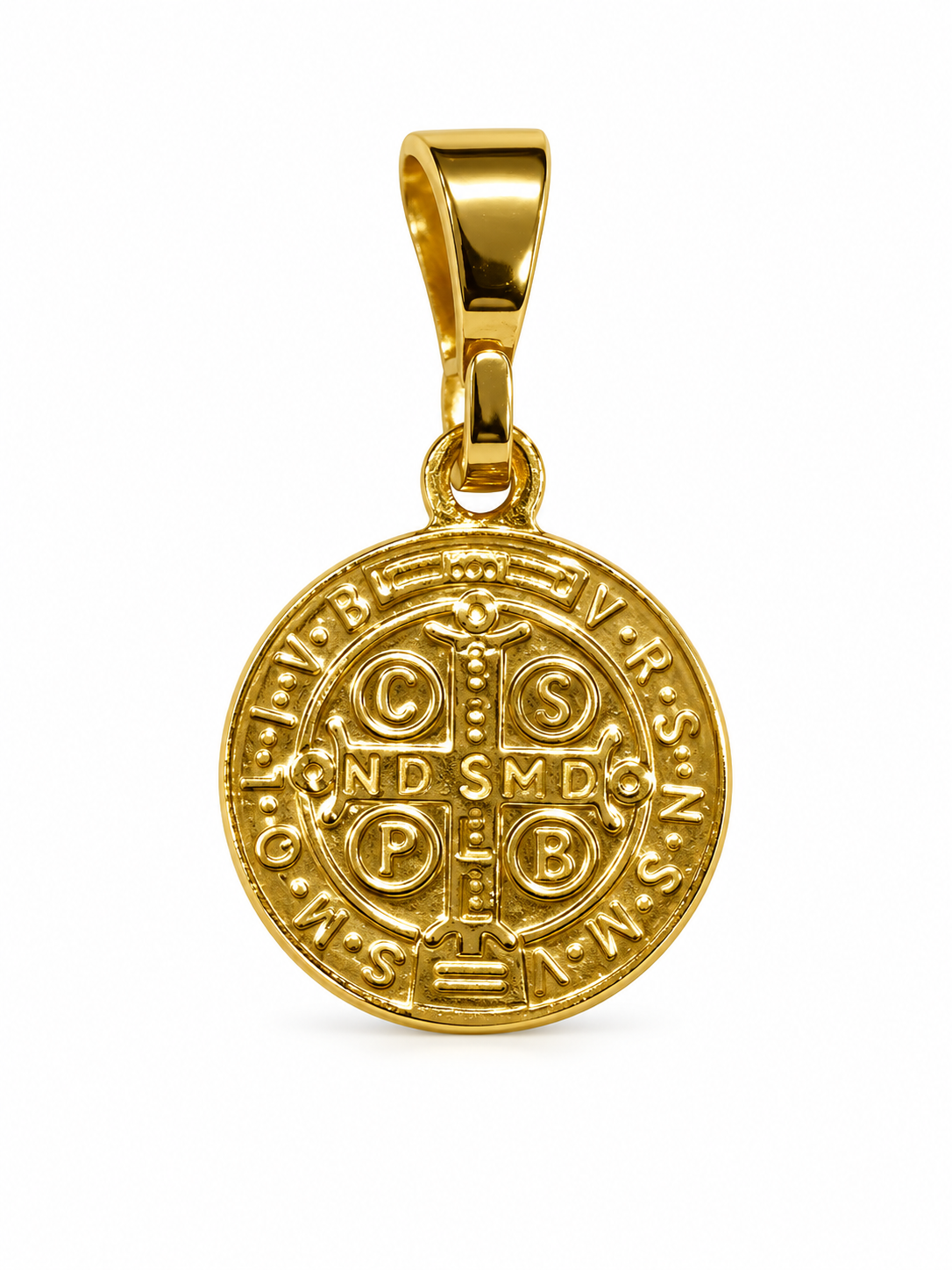 Dije Medalla de San Benito, reverso, fondo blanco