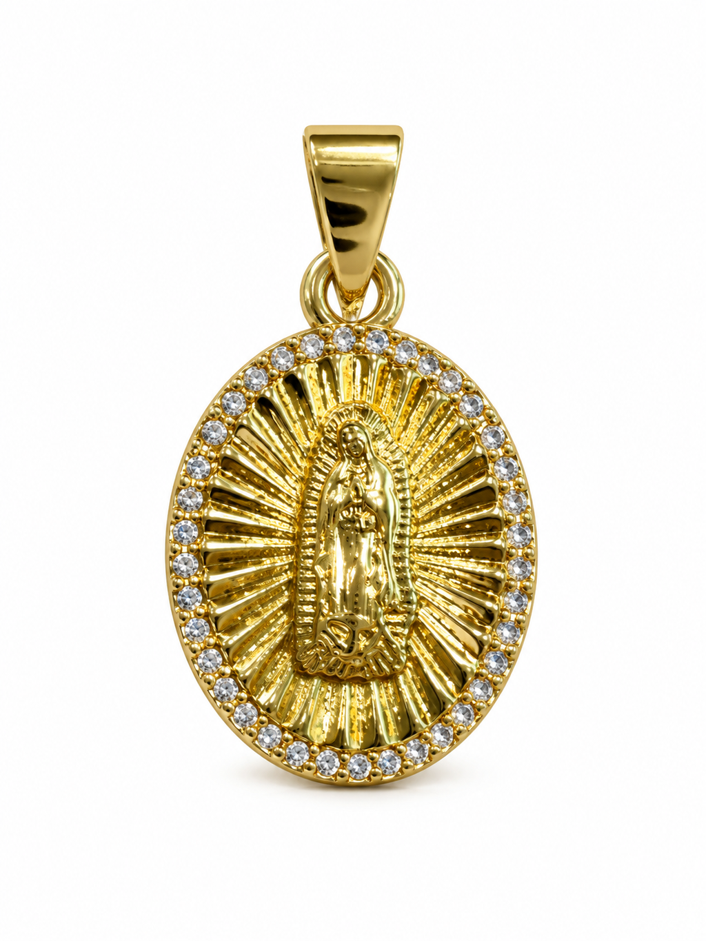Dije Medalla de la Virgen de Guadalupe con Zirconias — producto