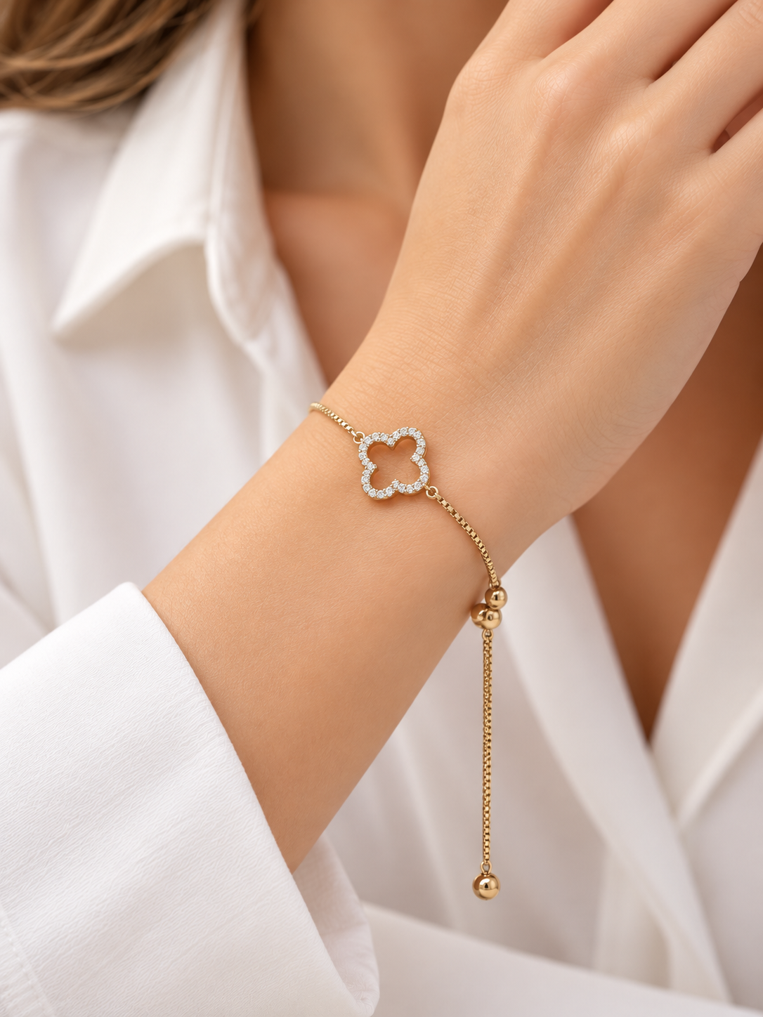 Pulsera Flor con Circonia foto 1